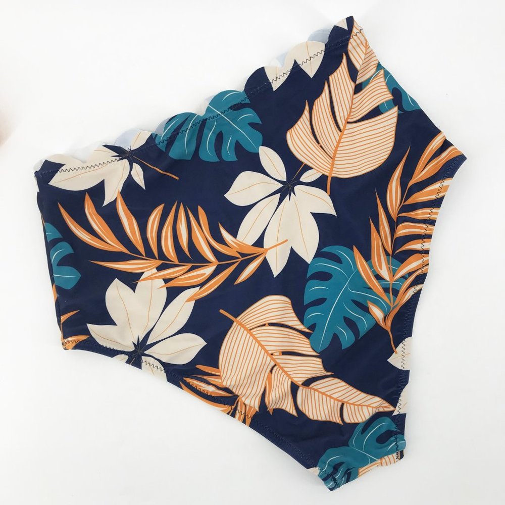 BEACHSISSI🌺Scolloped Hem Leaf Tankini Set👙S - Picture 9 of 10